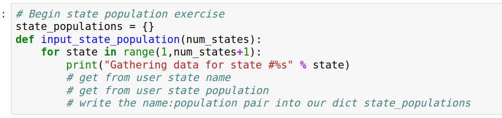 sample code for first part of exercise