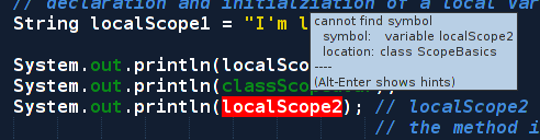 Class member variables have class scope and can be accesed by any method in the class.