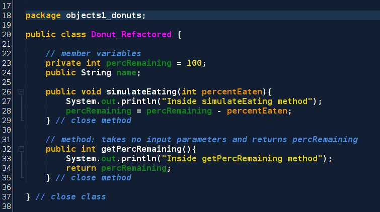 Refactoring Donut to see how the methods work